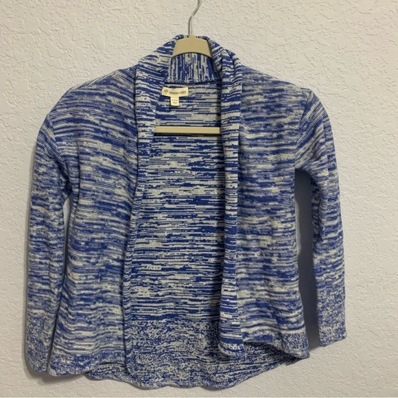 Tucker + Tate Blue And White Marled Open Front Cotton Cardigan - Picture 1 of 4